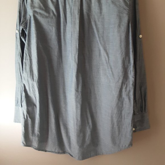 J. Crew Women's Blue Chambray Long Button Down Collared Shirt Size Small - Picture 11 of 14